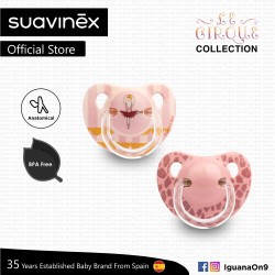 Suavinex Circus Collection BPA Free 6 - 18 Months Anatomical Soother Pacifier Set (Pink Ballerina +