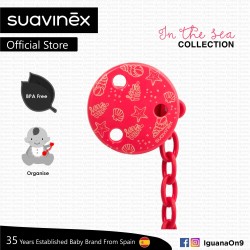 Suavinex In The Sea Collection BPA Free Round Soother Pacifier Clip (Red Sea)