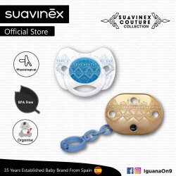 Suavinex Couture Collection BPA Free Premium Physiological Soother Pacifier + Clip (Blue)