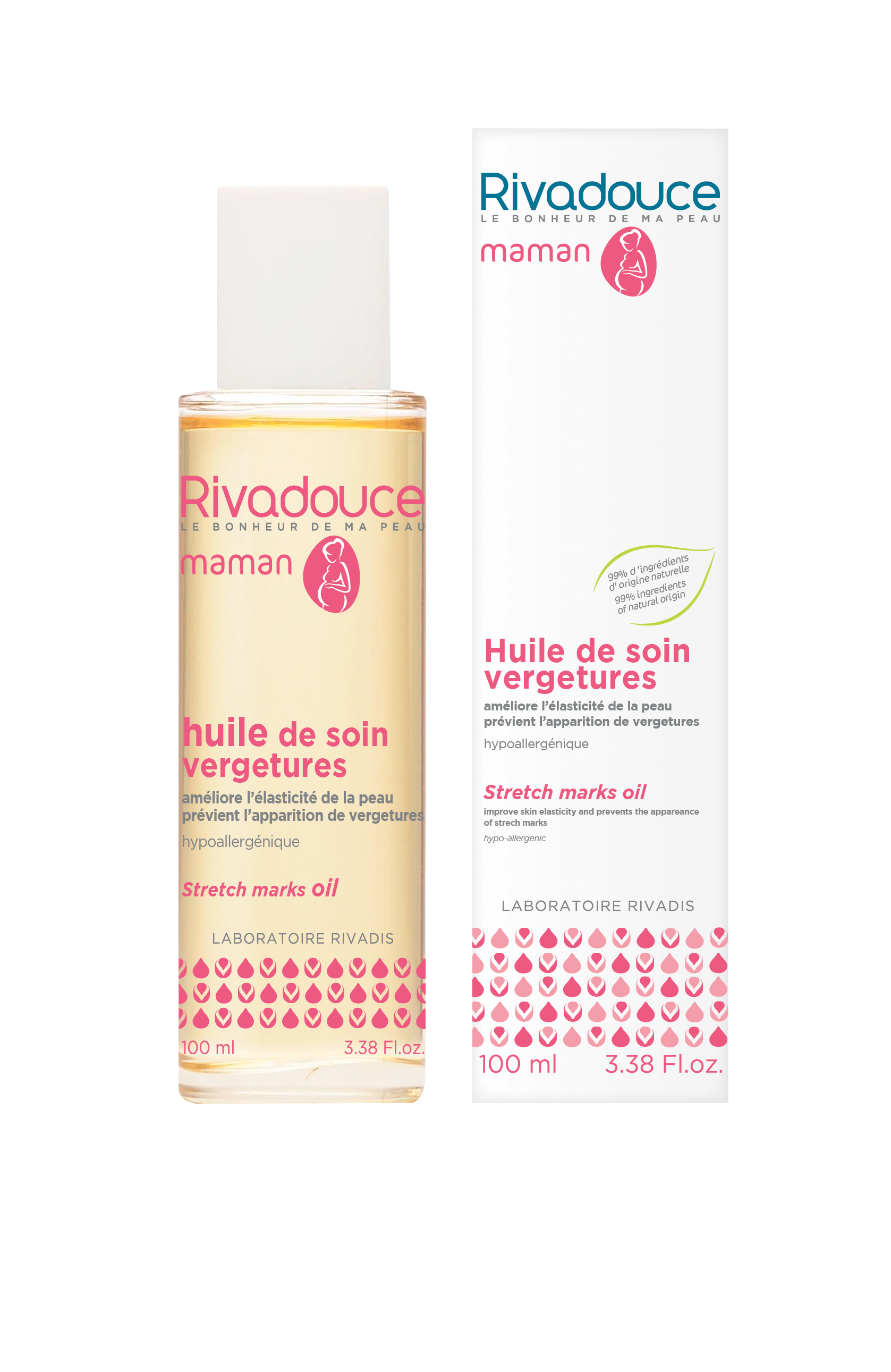 Rivadouce Maman Maternity Stretch Mark Oil 100ml Free Rivadouce Bebe Travel Pack Moisturizers Creams