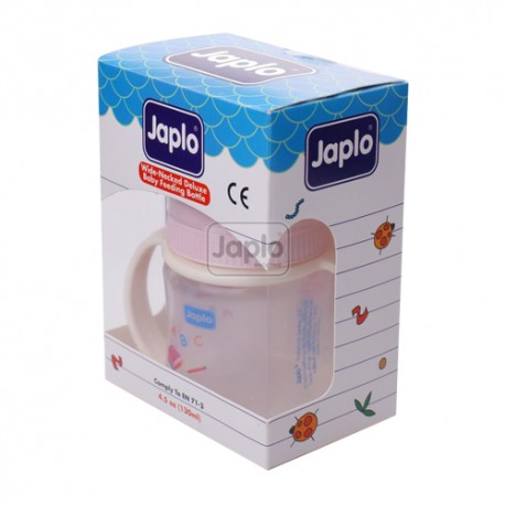 Japlo Deluxe 130Ml Feeding Bottle Pink (With Handle)- With 1 Silicone Nipple 