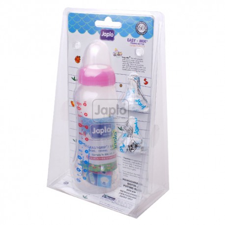 Japlo Easy Grip 250Ml Feeding Bottle Pink (E25)- With Two Silicone Nipple