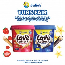 Julie's Tubs Fair Love Letters Twin Pack Strawberry & Vanilla 705g