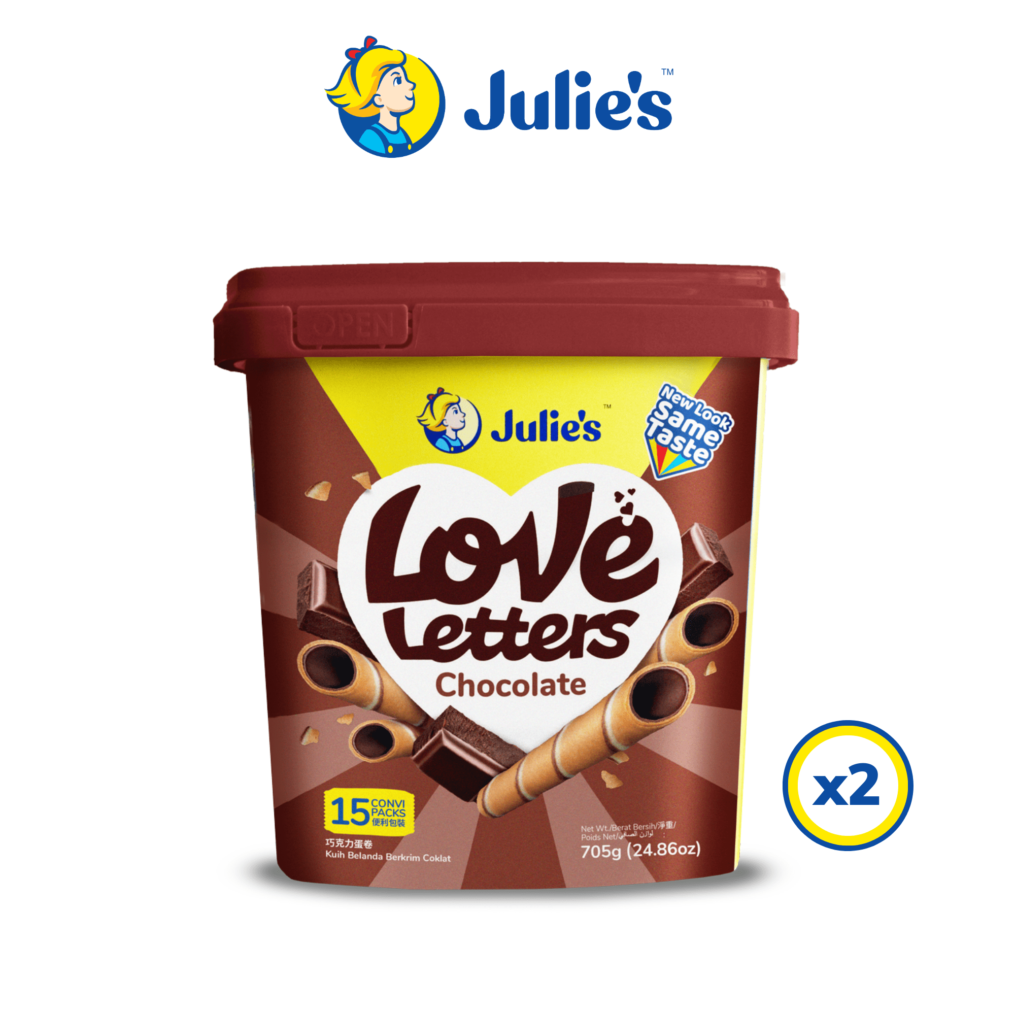 Julie s Love Letters Chocolate 705g x 2 tubs Dry Food Snacks