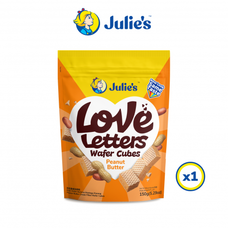 Julie's Love Letters Wafer Cubes Peanut Butter 150g x 1 pack