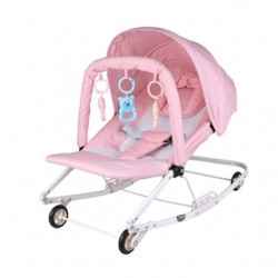 Otomo Baby Bouncer with Wheel Soothing Baby Rocking Chair Shakable Baby Sleeping Recliner Cradle Chair Baby Coaxing CB06 PINK