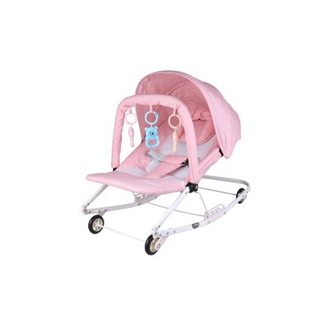 Otomo Baby Bouncer with Wheel Soothing Baby Rocking Chair Shakable Baby Sleeping Recliner Cradle Chair Baby Coaxing CB06 PINK