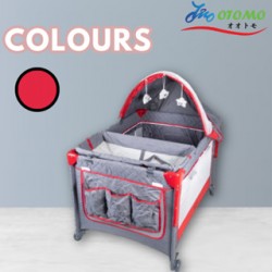 Otomo Baby Cot Portable Bed Playpen Travel Cot Stitching Large Bed Baby Cot CB05A RED