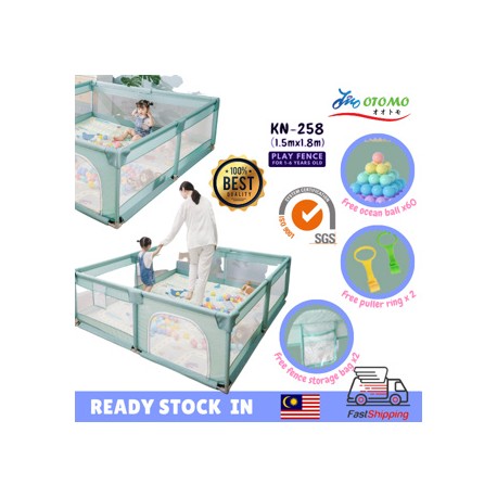 Otomo Baby Large Playpen Play Fence Play Pen Safety Playpen Children Safety Playpen Kids Playpen Yard Gate KN258 GREEN