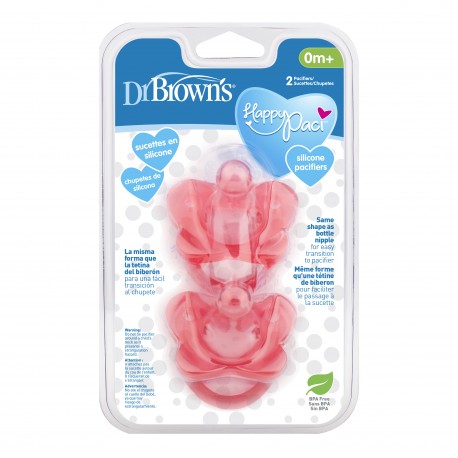 Dr Brown's HappyPaci One-Piece Silicone Pacifier (0m+  2packs)