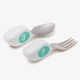 Doddl Children's Spoon and Fork for Toddler Mealtime and Self Feeding (Aqua)