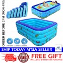 [Little B House] 3 Rings Inflatable Rectangular/Circle Swimming Pool Outdoor Kids Pool Kolam Renang - SwimmingPool