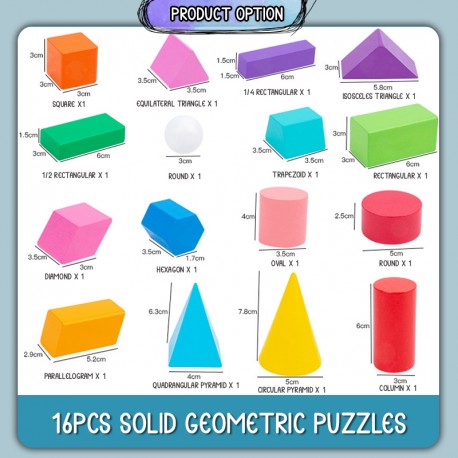 [Little B House] Multicolored Math Geometric Shapes Wooden Building Blocks Kids Toys Geometri Blok-BT110