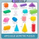 [Little B House] Multicolored Math Geometric Shapes Wooden Building Blocks Kids Toys Geometri Blok-BT110