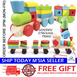 Little B House Disassembly Combination 3 Small Wooden Train Educational Toy Building Blocks Mainan Bentuk - BKM29