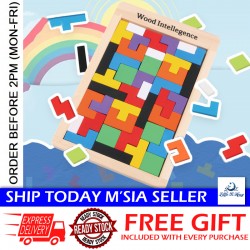 Little B House Wooden Tangram Tetris Jigsaw Building Blocks Toys Montessori Mainan Tetris - BT130
