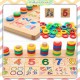 [Little B House] Teaching Logarithmic Board with Rainbow Donuts Kids Counting Montessori Toy Mainan Nombor -BT136