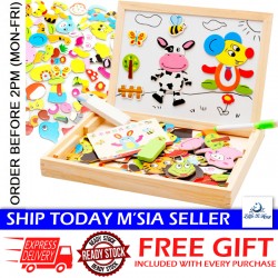 Little B House Learning Wooden Magnet Puzzle White&Black Broad Sketchpad Toys 双面画板拼图 Papan Putih&Hitam - BT24