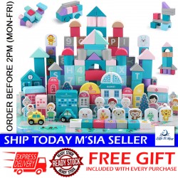 Little B House Wooden Building Blocks for Toddlers Preschool Intellectual Education Gift Blok Kayu - BT26