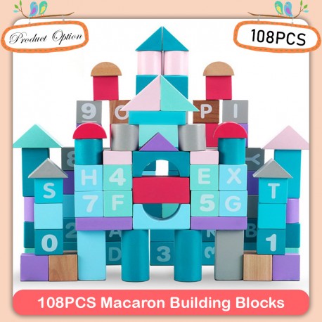 Little B House Wooden Building Blocks for Toddlers Preschool Intellectual Education Gift Blok Kayu - BT26