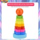 [Little B House] Wooden Toy Rainbow Tower Ring Stacking Game for Kids Toddler Educational Toy Mainan Kayu -BT146