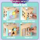 [Little B House] Wooden Activity Cube Toy Maze Shape Sorter Educational Montessori Toy Mainan Manik - BT159