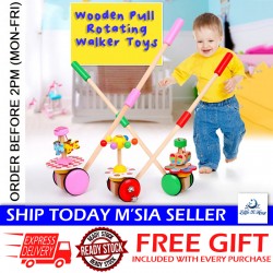 [Little B House] Wooden Pull Rotating Butterfly Wheel Car Baby Walker Toys Children's Trolley Carousel Toy学步车玩具 -BT160