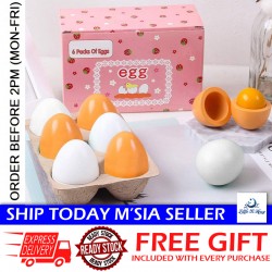 [Little B House] Wooden Egg Toys 3 Pairs Artificial Nest Fake Eggs Kitchen Pretend Play Toy Mainan Telur-BT164