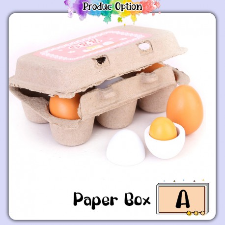 [Little B House] Wooden Egg Toys 3 Pairs Artificial Nest Fake Eggs Kitchen Pretend Play Toy Mainan Telur-BT164