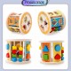 [Little B House] Wooden Building Blocks Activity Cube Shape Matching Round Montessori Toy Mainan Bentuk-BT198