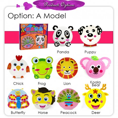 Little B House DIY Handmade Animal Cartoon Paper Plate Drawing Art Craft for Kids Mainan Seni - BT95