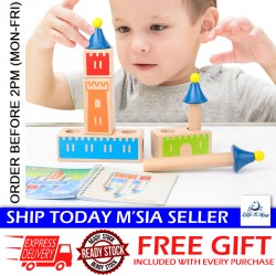 Little B House Educational Wooden Castle Puzzle DIY Assemble Building Blocks Toy Mainan Montessori - BT319