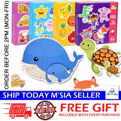 Little B House Large Wooden Puzzle Jigsaw Fruits Transport Animals Educational Toys Puzzle Besar - BT200