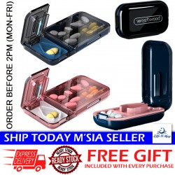 Little B House Travel Pill Compartment Case Storage Medicine Splitter with Cutter Blade Kotak Ubat - TV03
