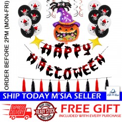 Little B House Halloween Balloons Set Bat Balloons Paper Banner Swirl Hanging Props Belon Parti- HW02