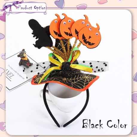 Little B House Halloween Pumpkin Witch Hat Headband Sequin Head Hoop Accessories Pita Rambut - HW11