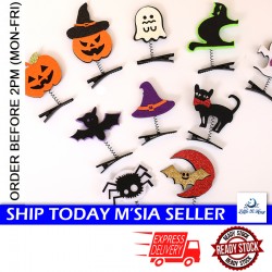 Little B House Halloween Hair Clips Pumpkin Ghost Cat Spider Bat Patterns Hairpins Klip Rambut - HW12