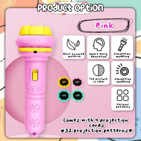 [Little B House] Kids Story Telling Torch Projector Play Set Children's Slide Flashlight Mainan Projektor - BT119