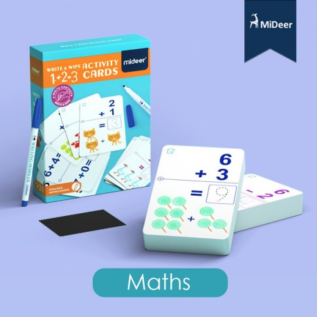[Little B House] Write & Wipe English Learning Card Alphabet Words Math Number Card Kad ABC Kad Nombor-BT287