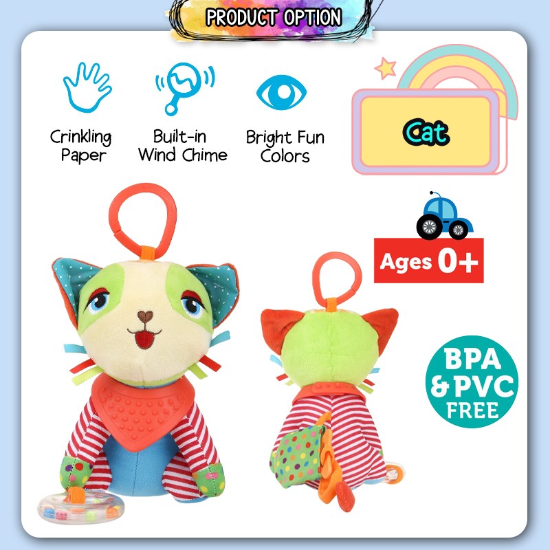 Bright Starts Rattle & Teethe BPA-free Baby Wrist Pals Toy - Monkey &  Elephant, Ages Newborn+ 