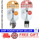 Little B House Japan Made Baby Stainless Steel Curved Handle Feeding Spoon & Fork Garpu Sudu Bayi -TW12