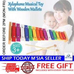 Little B House 15 Note Multi-Colored Bars Xylophone Wooden Mallets for Kids Musical Toy Alat Music - BT204