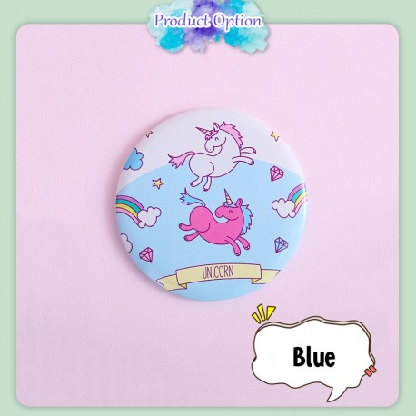 Little B House Round Pocket Mirror Makeup Mini Cartoon Mirror Cosmetic Round Mirror Cermin Kecil - MU09