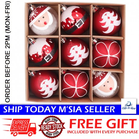 Little B House Christmas Tree Party Hanging Ball Ornaments Party Decorations Hiasan Krismas - XM05