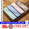 Little B House Wheat Cutlery 3PCS Portable Tableware Reusable Wheat Cutlery Set Box Sudu Garpu Penyepit - KW46