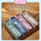 Little B House Wheat Cutlery 3PCS Portable Tableware Reusable Wheat Cutlery Set Box Sudu Garpu Penyepit - KW46
