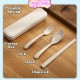 Little B House Wheat Cutlery 3PCS Portable Tableware Reusable Wheat Cutlery Set Box Sudu Garpu Penyepit - KW46