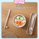 Little B House Wheat Cutlery 3PCS Portable Tableware Reusable Wheat Cutlery Set Box Sudu Garpu Penyepit - KW46