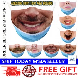 Little B House Unisex Face Expression Reusable Funny Washable Adults Mask Topeng Muka Lucu - MA19