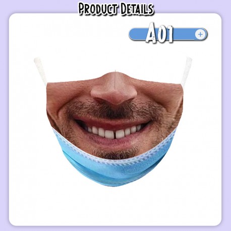 Little B House Unisex Face Expression Reusable Funny Washable Adults Mask Topeng Muka Lucu - MA19